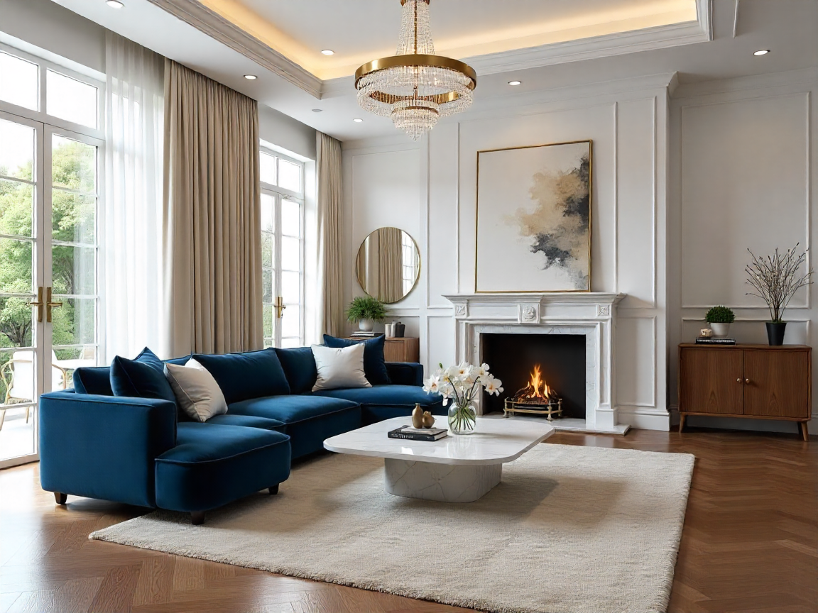 freepik a realistic photograph of a luxurious living room 65477